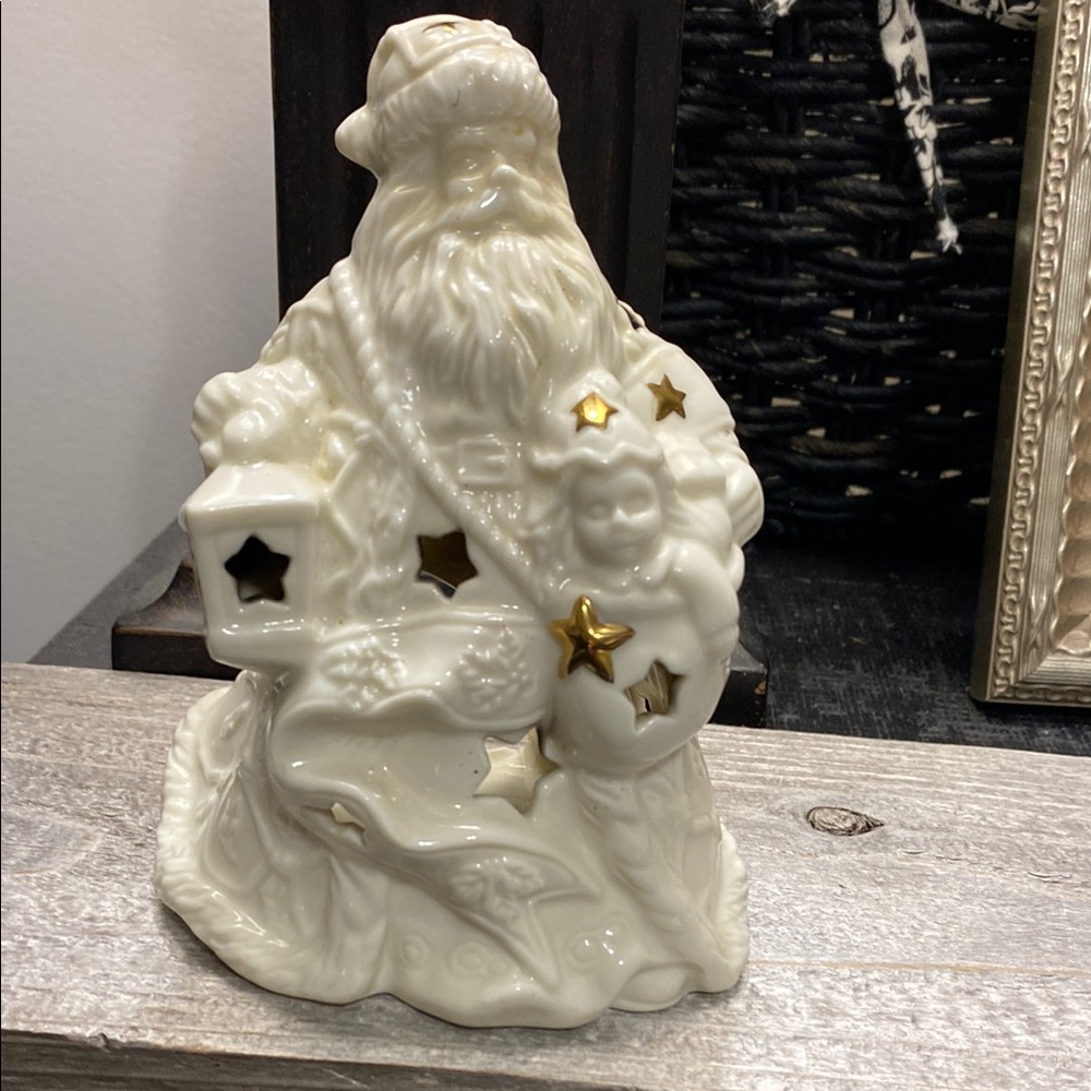 Mikasa Cream Fine China Holiday Elegance Santa Claus Tea Light Candle Holder!